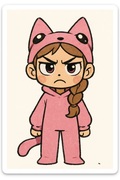 Keep the picture quality and style exactly the same as the reference image. Change the character's expression to angry, maintaining the original style and details. sticker