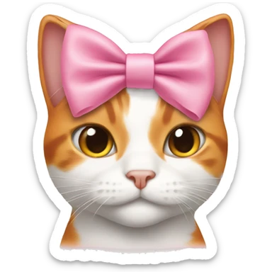  Orange and white Cat wearing pink bow  sticker