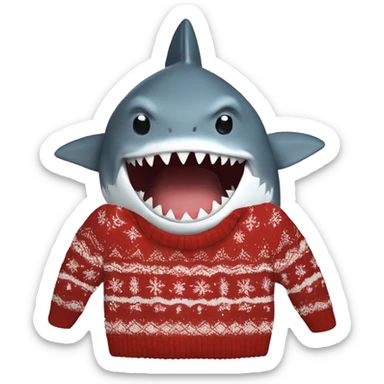 shark wearing a christmas jumper  sticker