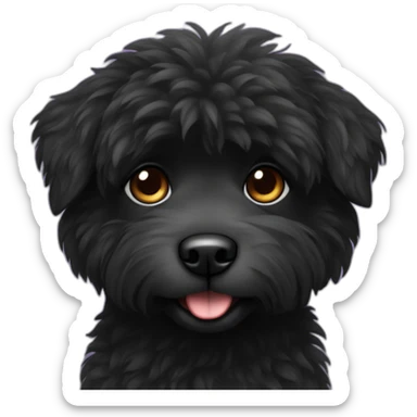 black fluffy dog sticker
