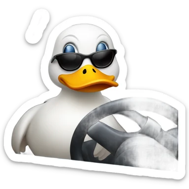 Duck riding a car sticker