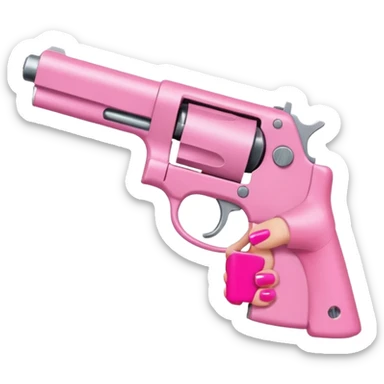 Image of only a hand Holding a pink gun. The nails should be pink too. The gun should be a pistol  sticker