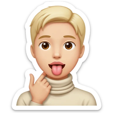 Hand crossed around neck tongue out sticker