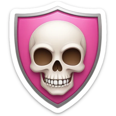cartoon skull on a pink shield sticker