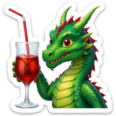 Dragon sipping with a straw from a drink sticker