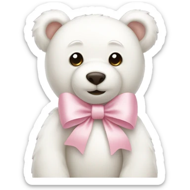 White teddy bear with light pink bow sticker