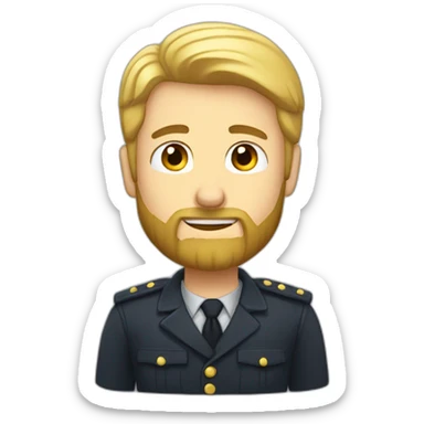 a saluting man with blond hair and a dark beard is smiling sticker