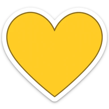 heart with a bright sunflower yellow color, digital illustration, no background sticker