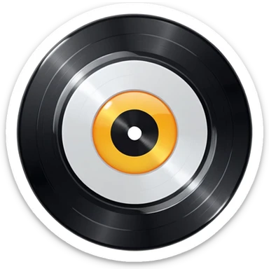 a black vinyl record with a all white blank center sticker