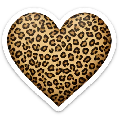 leopard print heart sticker