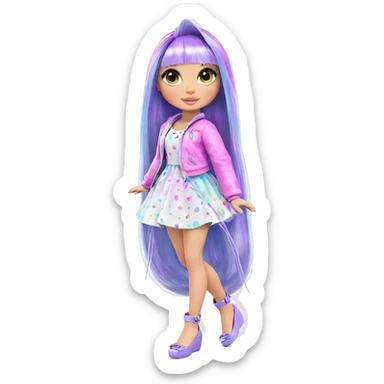 dreamy multicolored doll girl sticker