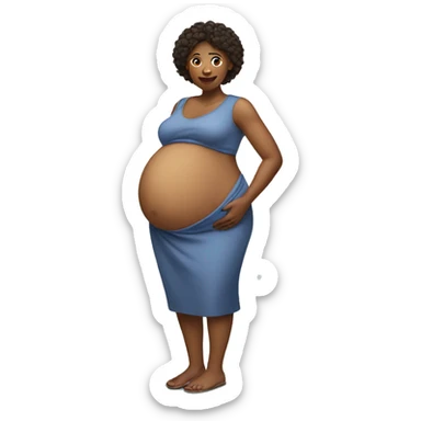 A woman with a big pregnant belly sticker