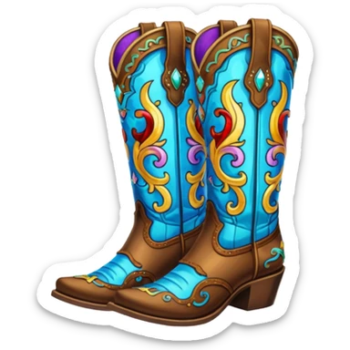 Stained glass cowgirl boots sticker