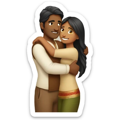 Indian female hugging Indian male sticker