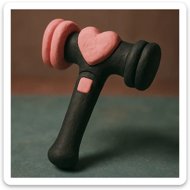 BLACKPINK-inspired object, black and pink colors, matte sculpted clay look, claymation style sticker