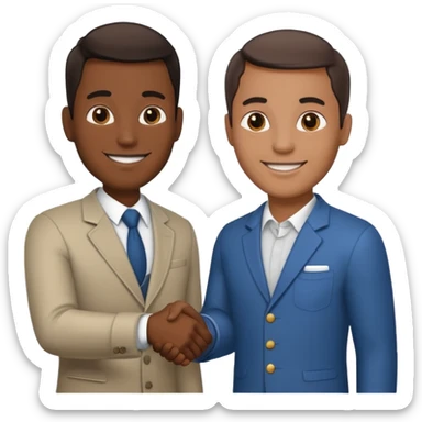 two men shaking hands, one with darker skin and one with lighter skin sticker