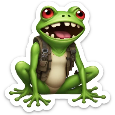 Zombie apocalypse frog sticker