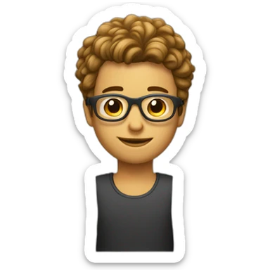 Garçon avec les cheveux à moitié long et des lunettes sticker