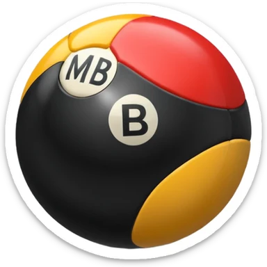 Pool ball back ball with the “MB” written on it. sticker