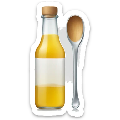 bottle of vinegar and a glass of water with a spoon sticking inside the glass sticker