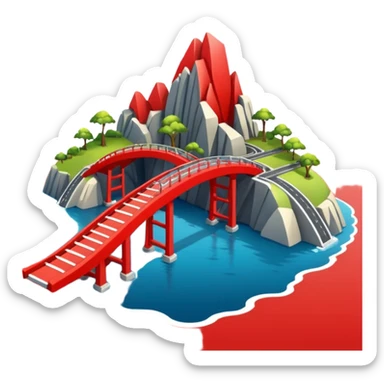 advanced modern island with advanced infrastructure with a red bridge  sticker