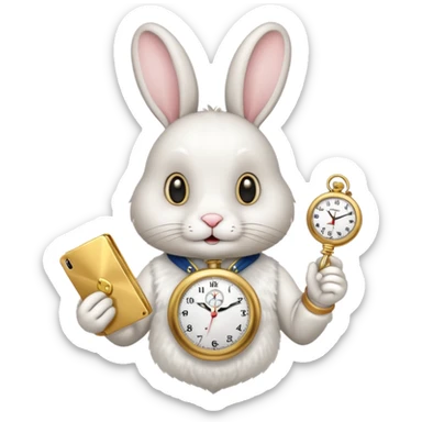 Rabbit holding watch meme sticker