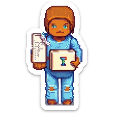 Add a letter or a number in the character's hand, keeping the original Minecraft cartoon style and pose. Do not change anything else. sticker