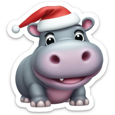 Cute christmas hippo sticker