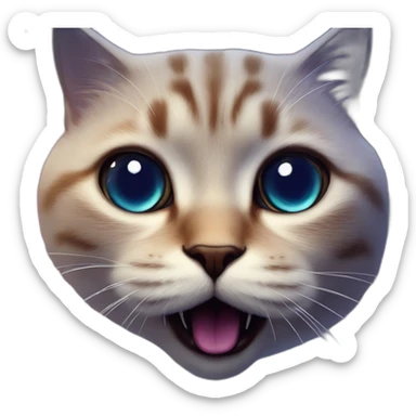 cat face surprising at galaxy in realistic nebula in cosmic space sticker