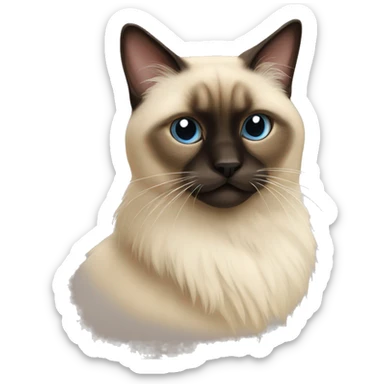 Hairy and fluffy Siamese cat sticker