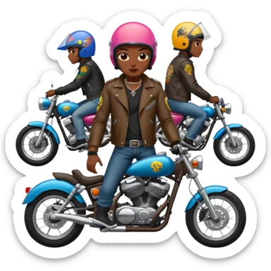Japanese biker gang members riding motorcycles sticker