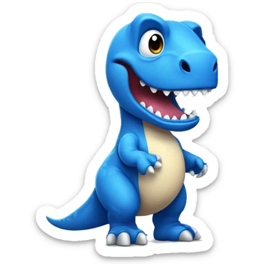 kwaii cute blue t-rex cartoon emoji sticker