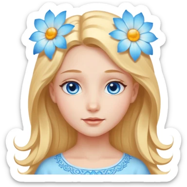 Chica abriéndosele el pelo como una flor, con cara de ángel radiante, ojos azules sticker