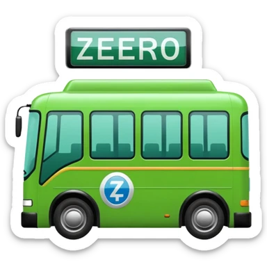green electric bus with a zero euro bill, no text on the bus sticker