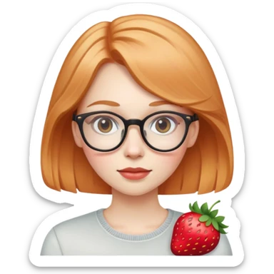 Pale girl with strawberry blonde hair and glasses sticker