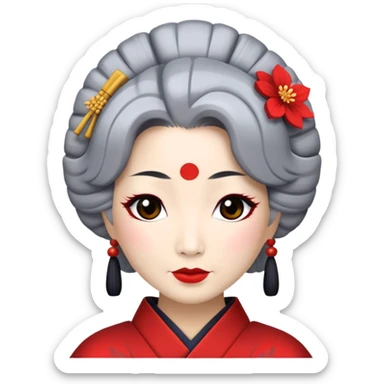 Geisha in her 40s with gray hair sticker