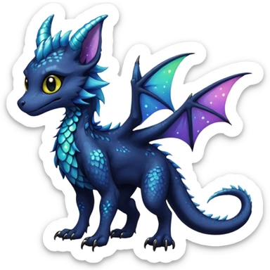 Feral Rare Fantasy Darkg gothic spooky  sparkly shiny Draco-Vernid-Trico-species by LiLaiRa, random markings, tufted tail, tufted ears, full body sticker
