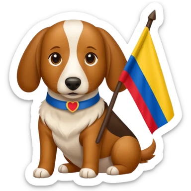 Quiero un perro salchicha con una bandera de Colombia  sticker