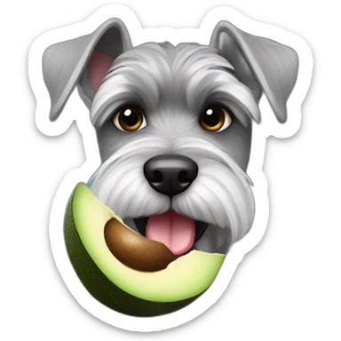 funny Zwergschnauzer with an avocado in his mouth sticker