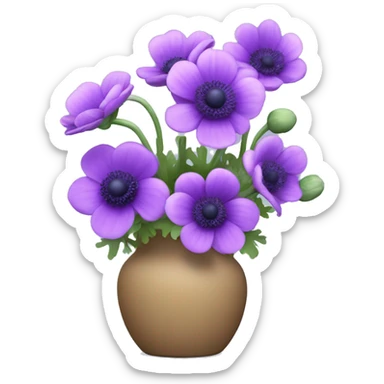 Purple anemone flowers in vase sticker