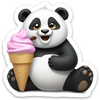 Panda eating ice cream sticker
