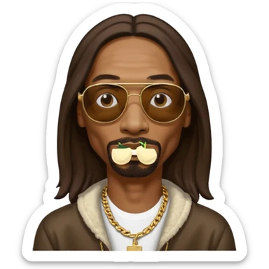 Snoop Dogg with long dark brown hair sticker