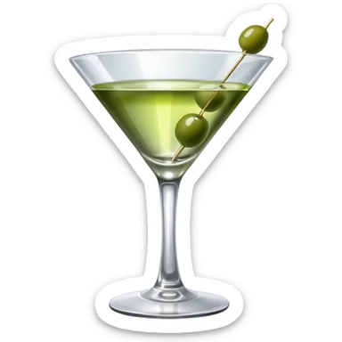 martini with 3 olives. liquid should be a bit more of a clear color. tiny hue of green sticker