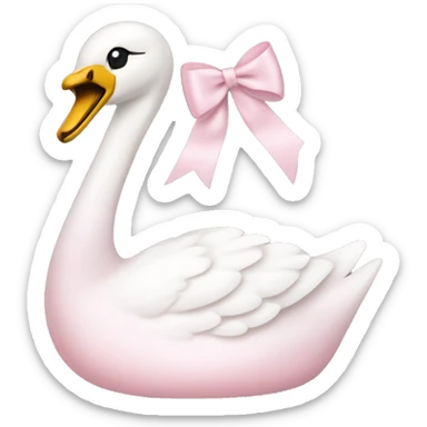 swan light pink bow sticker