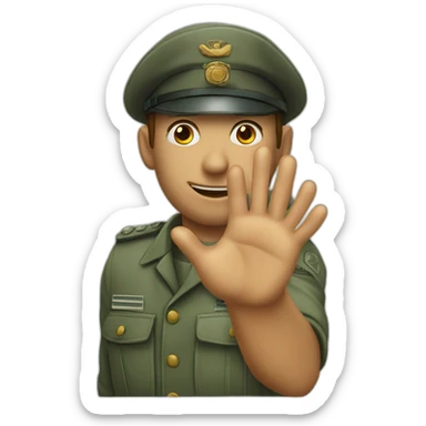 A man face salutes wjth his hand like a soldier sol sticker