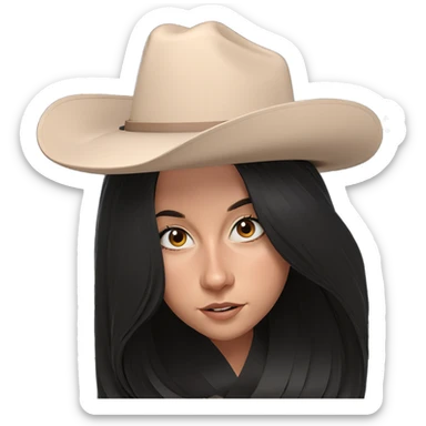 cowgirl with black hair portrait sticker