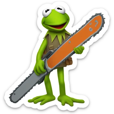 Kermit the frog with a chain-saw sticker