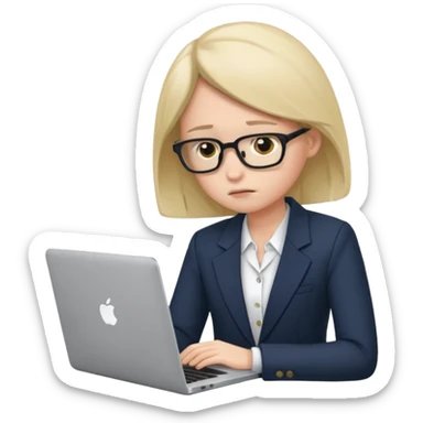 bored at work with laptop and blazer sticker