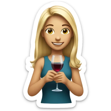 smiling girl with wine gglass sticker