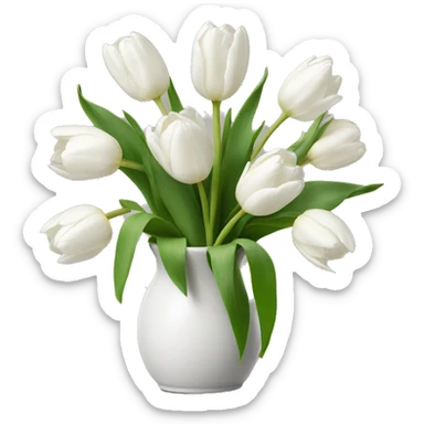 white tulips in a vase sticker